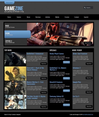 GameZine HTML5 CSS3 Template